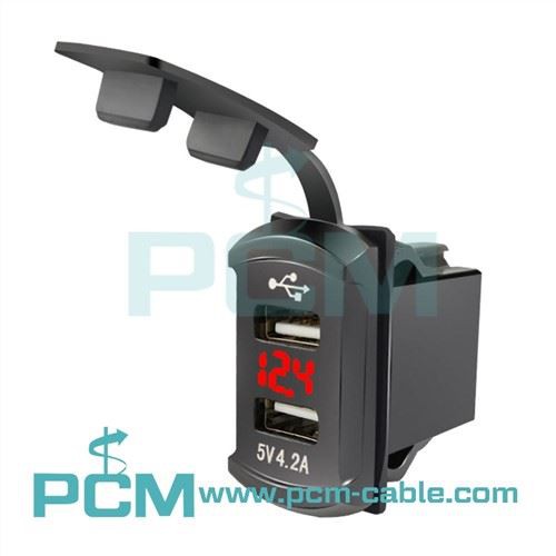 Mesurydd folt soced switsh USB deuol