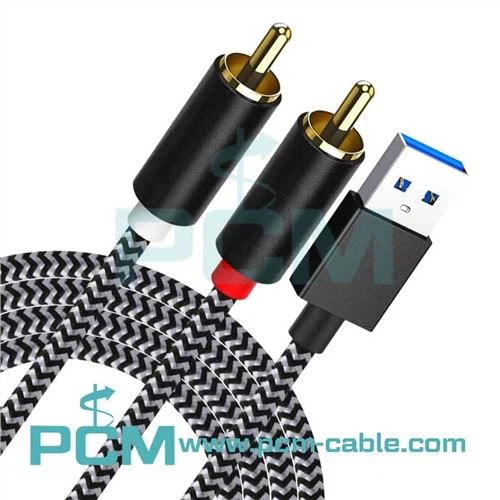 Cebl Aux Audio USB I 2 Gwryw RCA