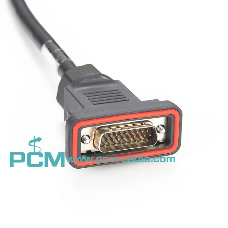 Waterproof D-sub 26-pin Male to VGA Male In-Line Board with Red Waterproof Sleeve