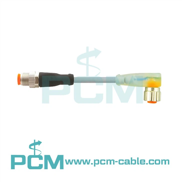 M12 female A-code Sensor Cable with LED