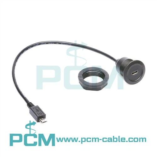 Cebl Estyniad Mount Panel Rownd Micro B