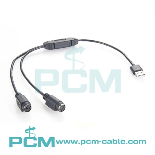 PS/2 Llygoden a Bysellfwrdd I USB Adapter 2 PS/2 I USB
