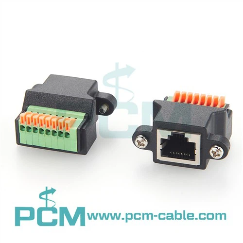 RJ45 Benyw I Math Gwanwyn Bloc Terfynell Gyda Sgriwiau
