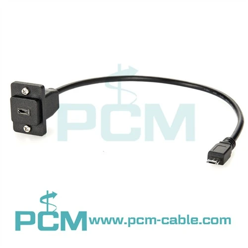 Cebl Estyniad Mount Panel siâp B USB Micro B.