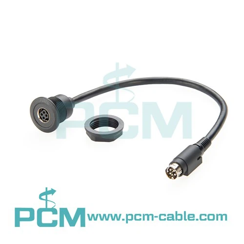 Pŵer DIN 4 Pin Rownd Panel Mount Estyniad Cebl