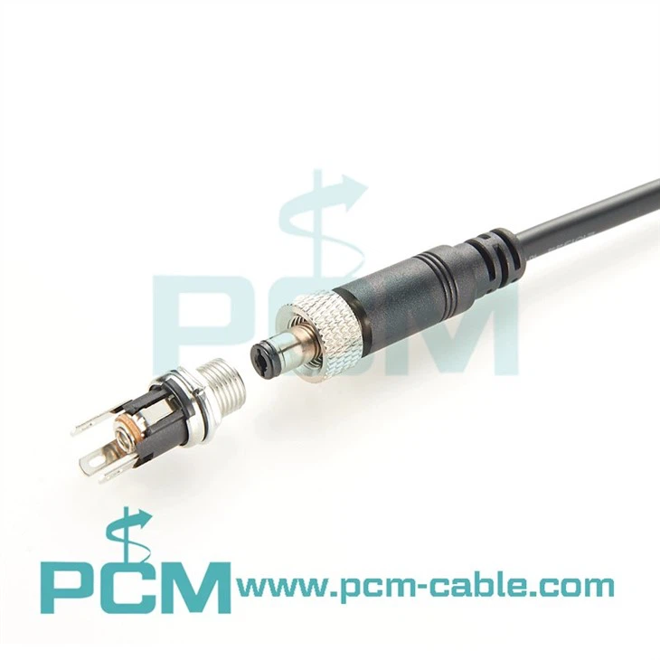 panel mount DC cable 5.5 2.1mm 5.5 2.5mm dc extension cable screw lock thread locking