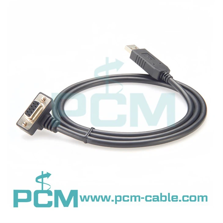 USB serial cable with low profile DB9 connector