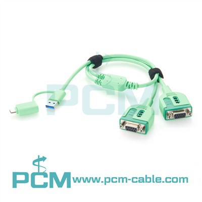 2-Port USB I DB9 Cebl Addasydd Cyfresol Gyda Chipset FTDI