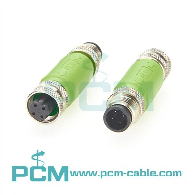 M 12 4 pin d - cod gwryw i gysylltydd benywaidd