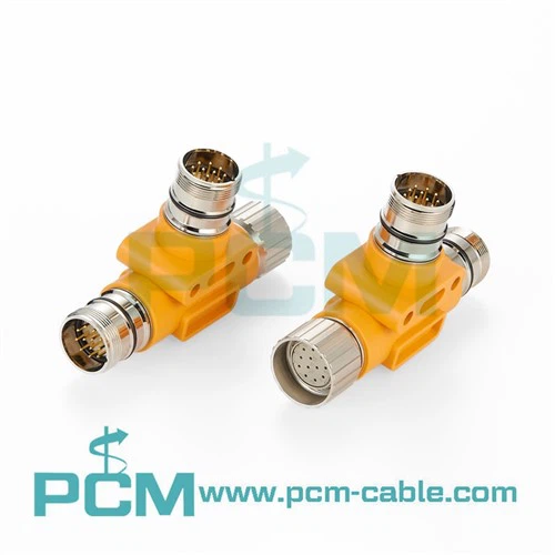 Cysylltydd Cylchol M23 T-Splitter 12 Pegwn