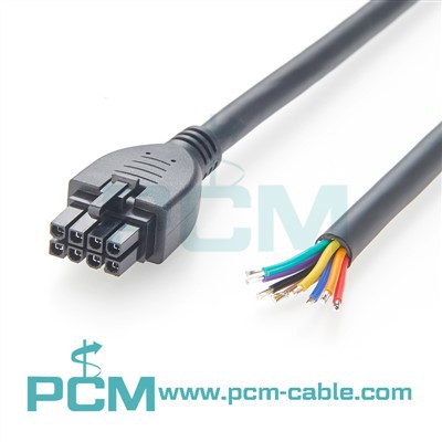 8-Circuit Mini-Fit Jr. Harness Bare Wire End wedi'i orfowldio