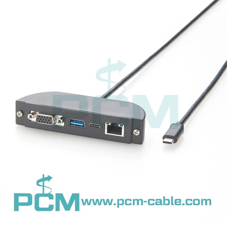 USB-C Multi-Port Panel Extension Dock High-Speed USB-C to VGA + 1GbE Front-Panel Cable